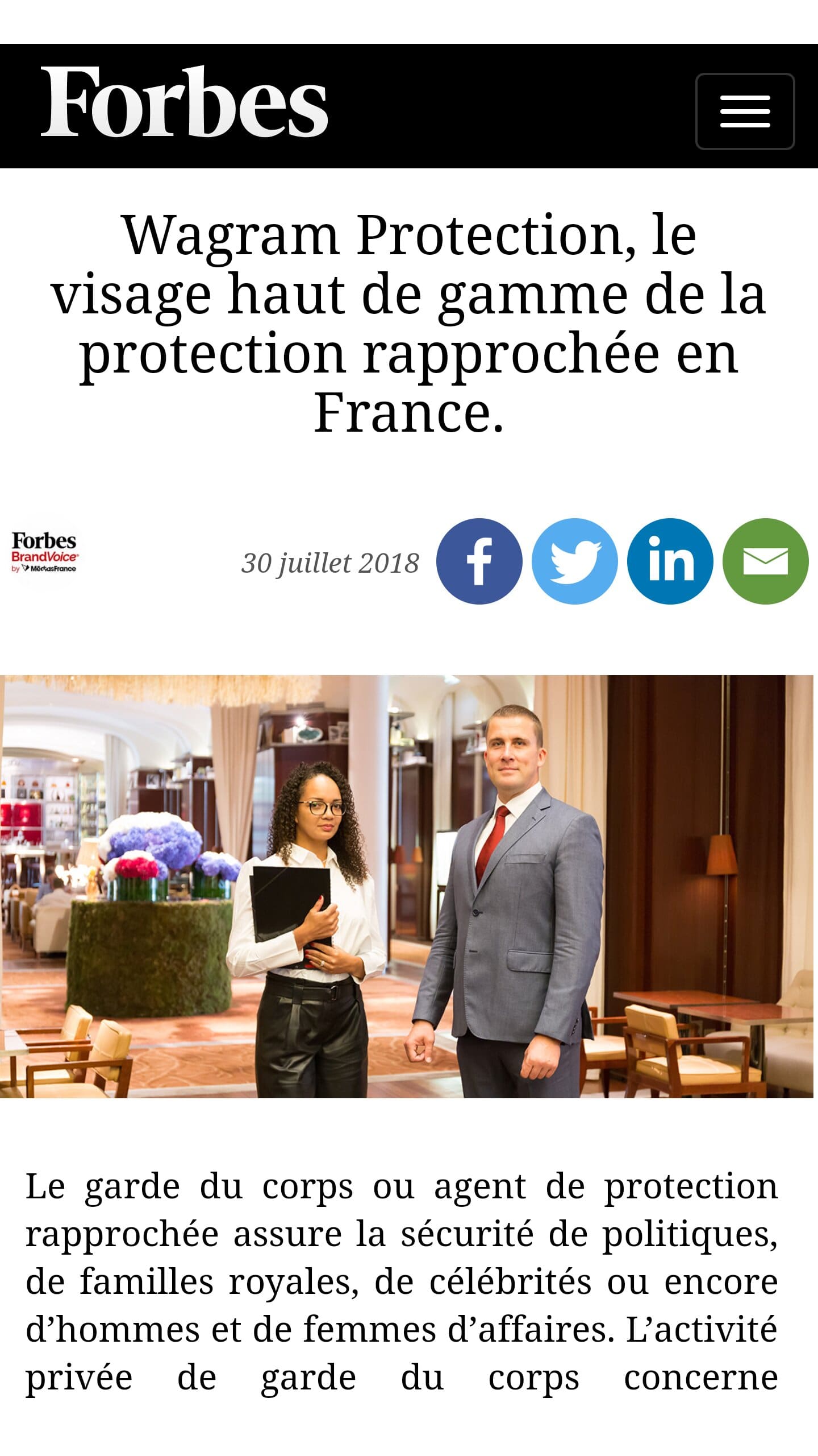 Wagram Protection dans le Magazine Forbes