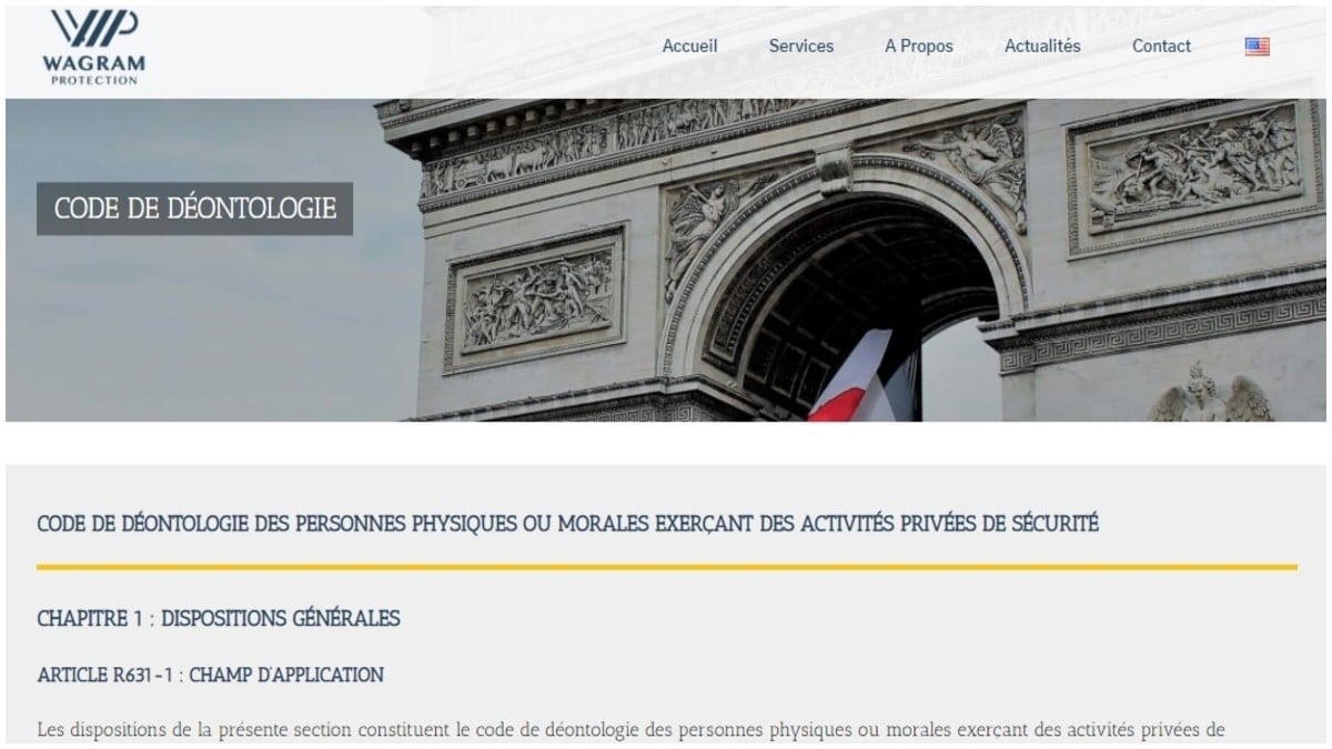 Wagram Protection-Le Code de Déontologie